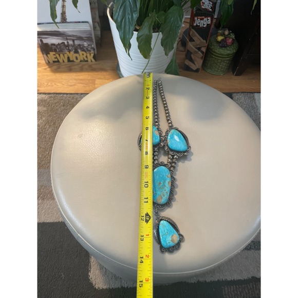 ONE OF THE MOST LUXURIOUS VINTAGE NATIVE AMERICAN NAVAJO TURQUOISE STERLING SILV - Picture 9 of 13